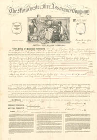 Manchester Fire Assurance Co. - 1879 dated Insurance Policy - Americana